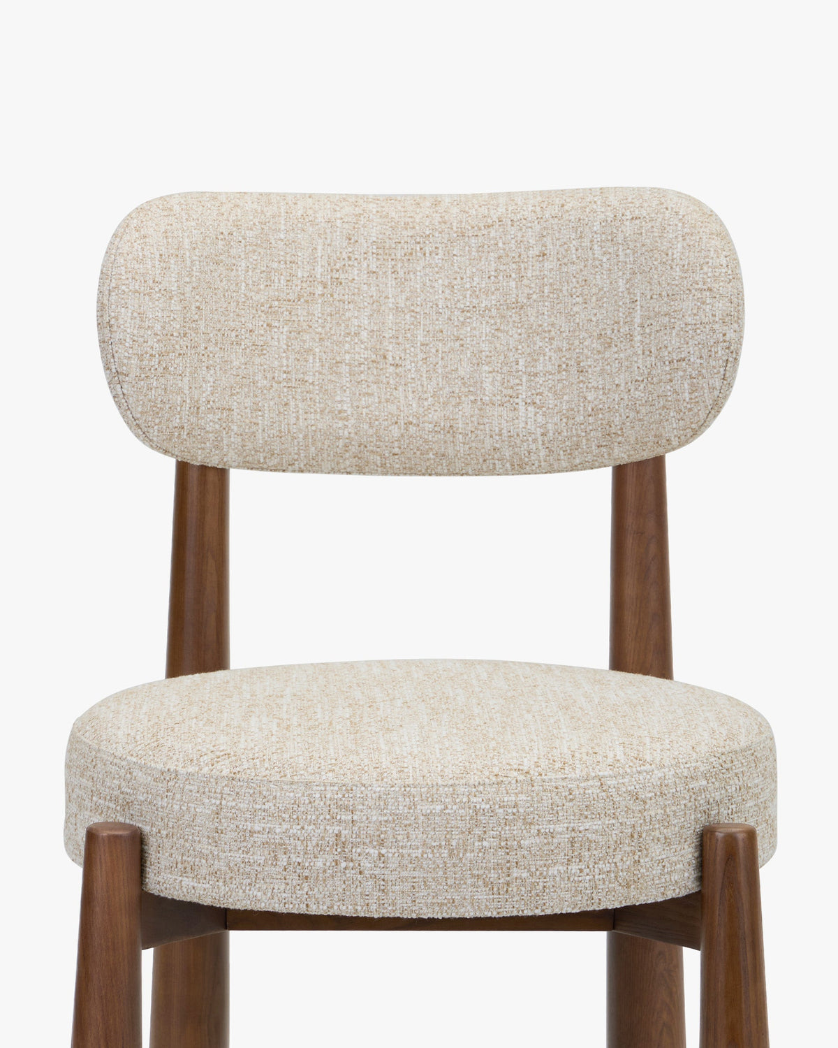 Chaise, Tweed écru meringue & Frêne massif teinte noyer