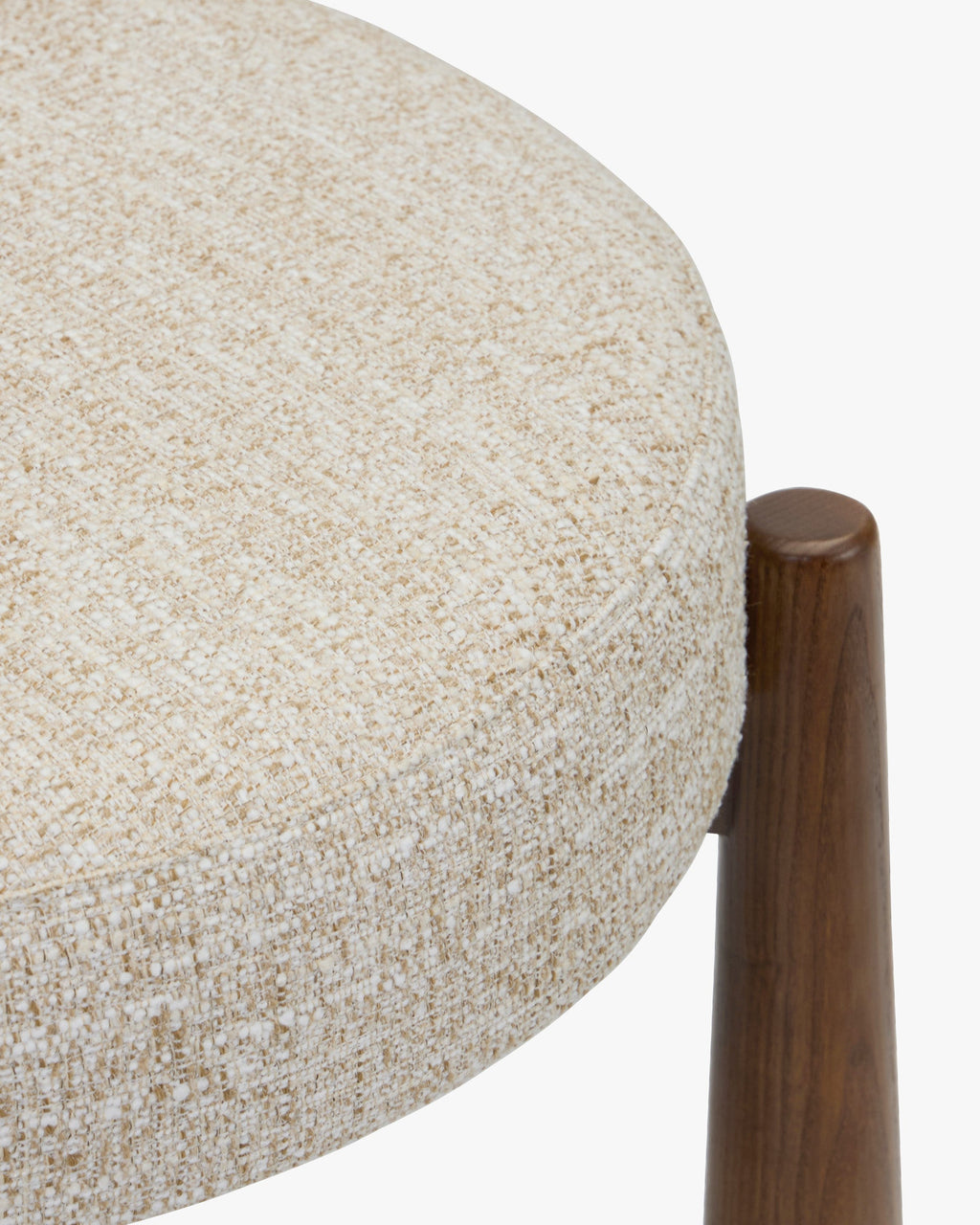 Chaise, Tweed écru meringue & Frêne massif teinte noyer