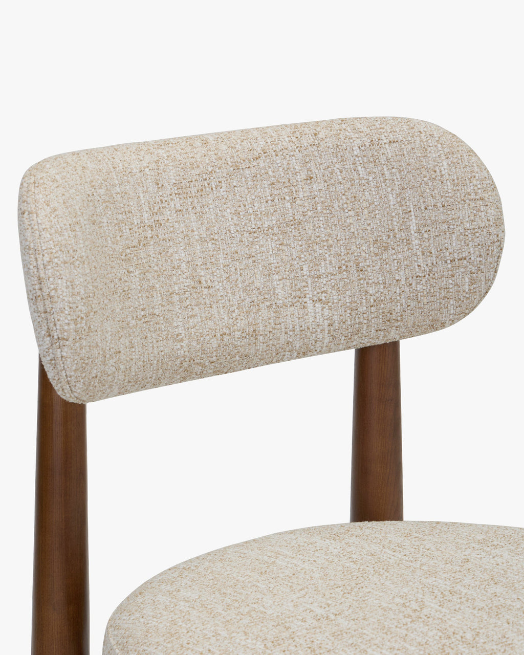 Chaise, Tweed écru meringue & Frêne massif teinte noyer