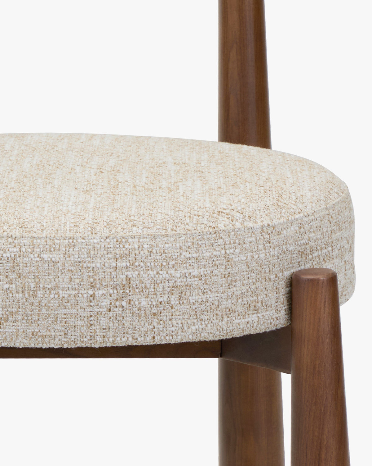 Chaise, Tweed écru meringue & Frêne massif teinte noyer