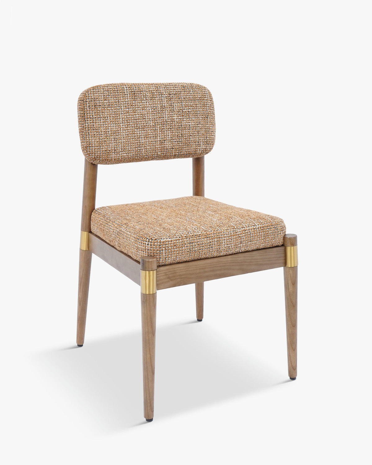 Chaise, Tweed Marron Caramel & Frêne massif
