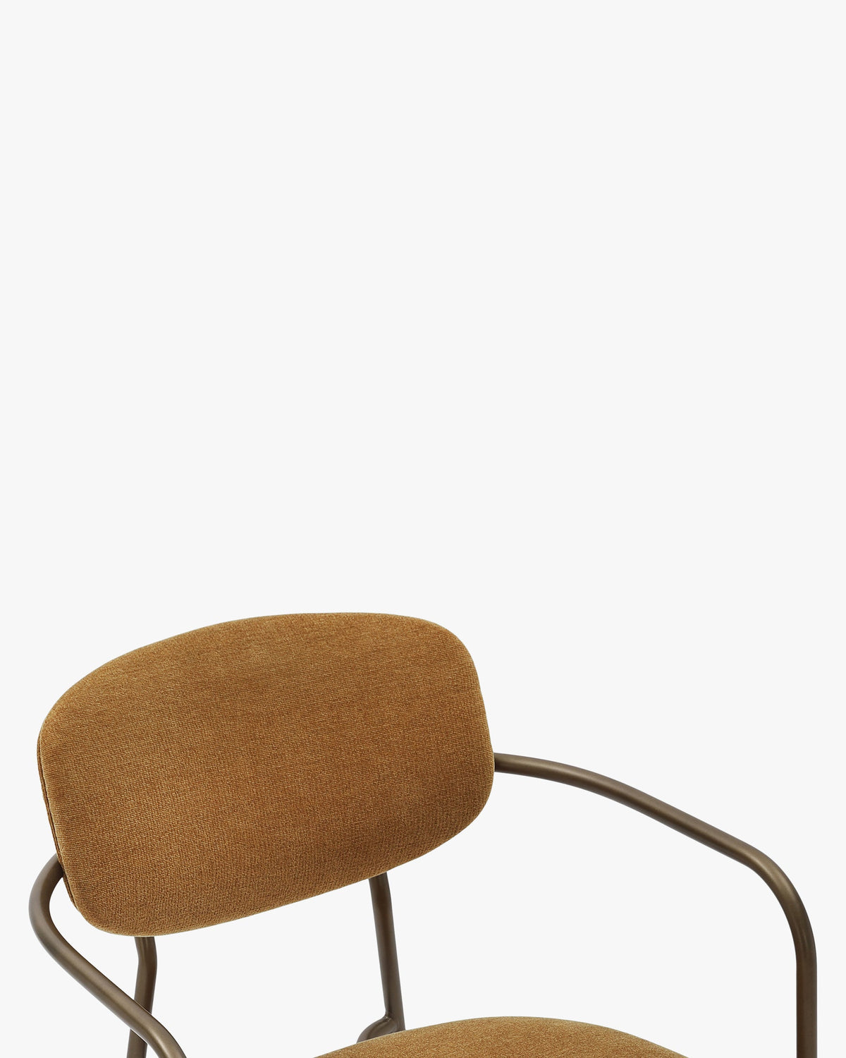 Lot de 2 chaises empilables, Marron ocre déperlant & métal cuivré