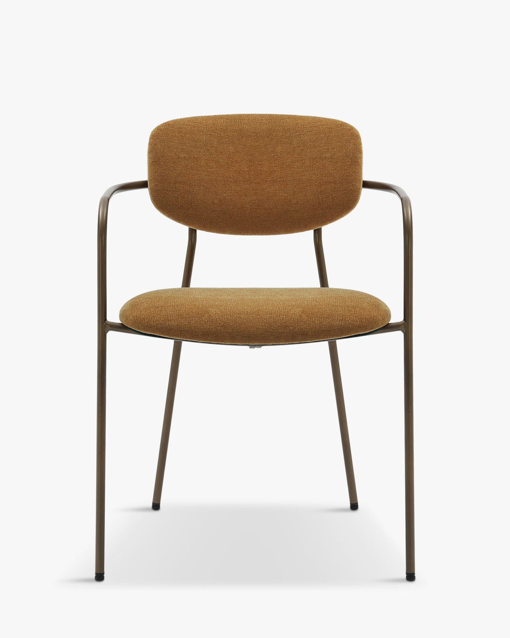 Lot de 2 chaises empilables, Marron ocre déperlant & métal cuivré
