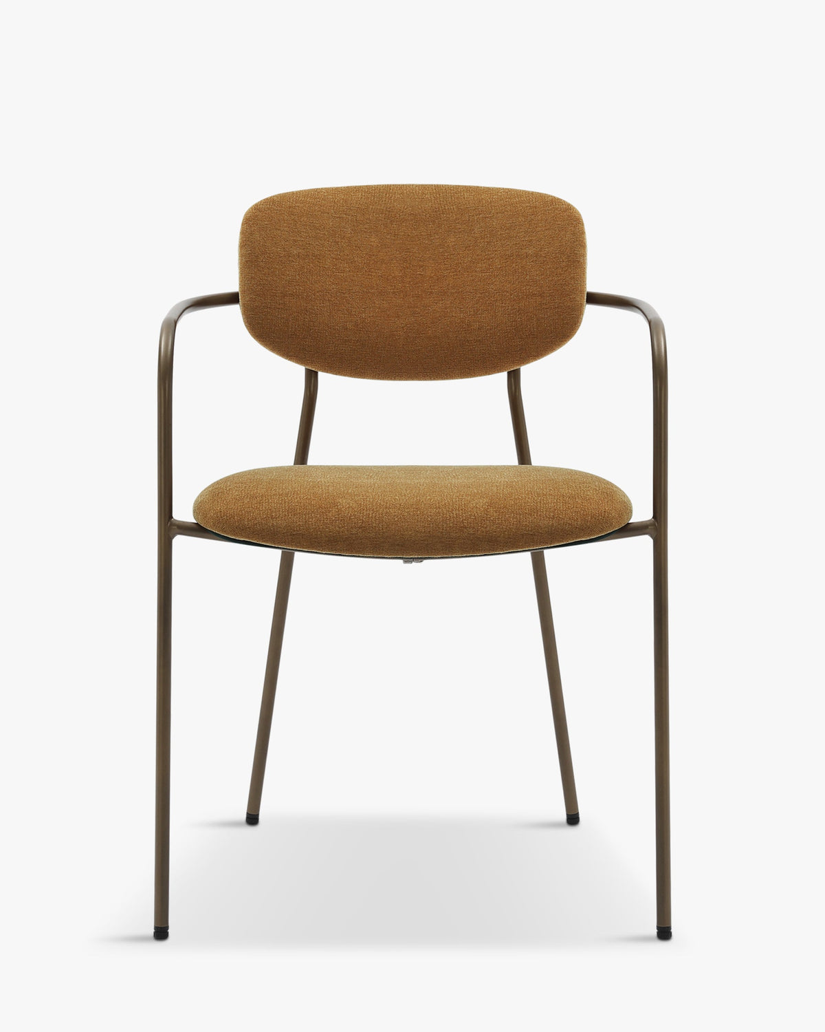 Lot de 2 chaises empilables, Marron ocre déperlant & métal cuivré
