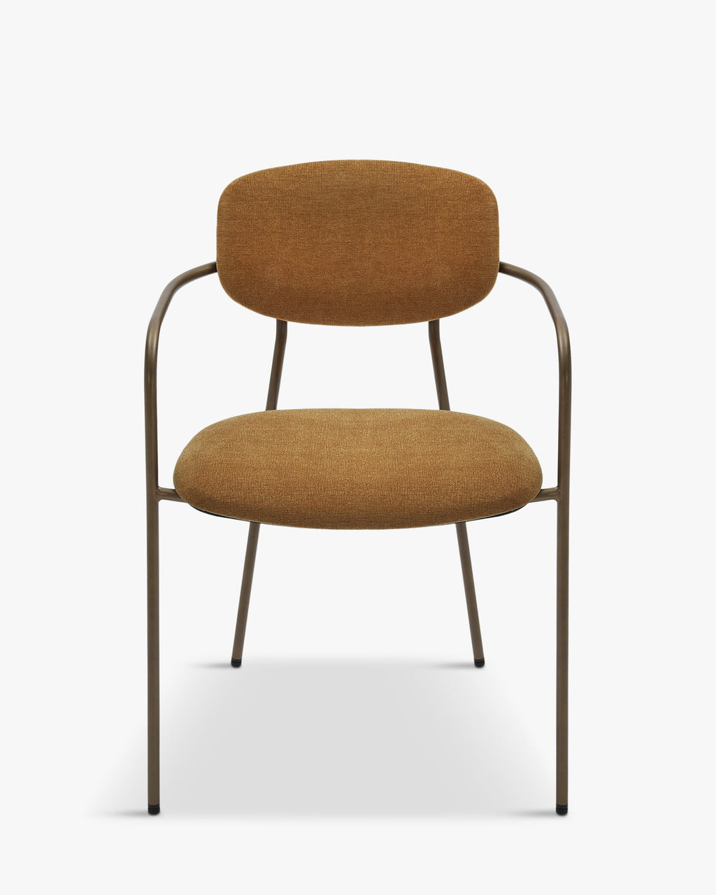 Lot de 2 chaises empilables, Marron ocre déperlant & métal cuivré