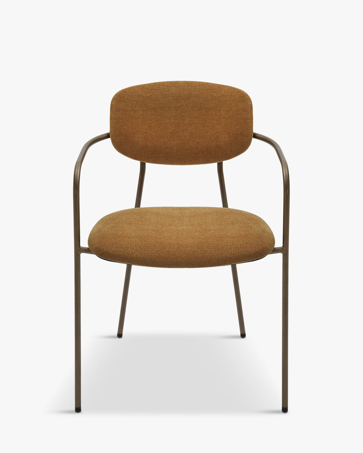Lot de 2 chaises empilables, Marron ocre déperlant & métal cuivré