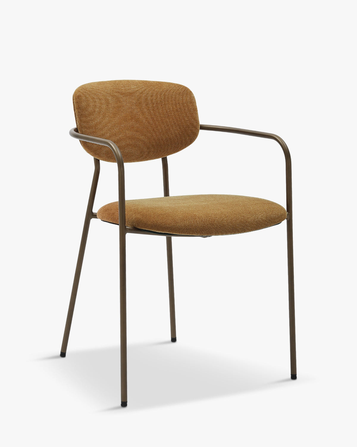 Lot de 2 chaises empilables, Marron ocre déperlant & métal cuivré