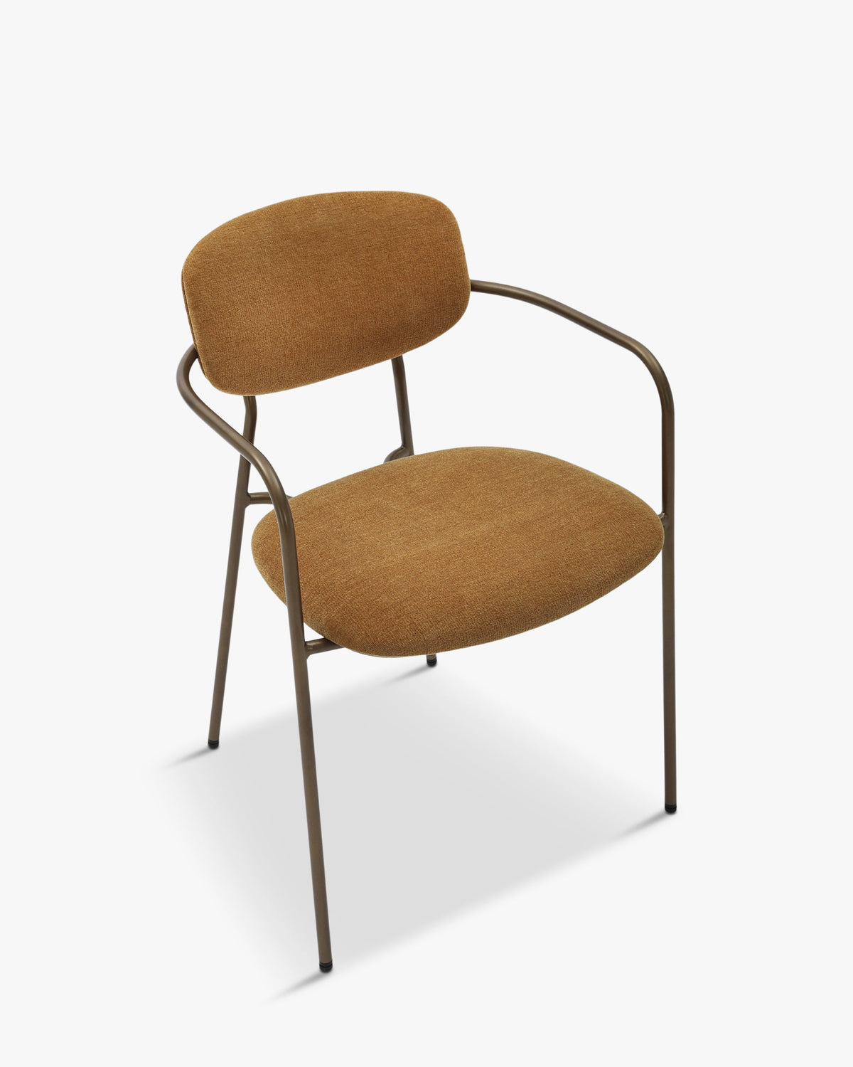 Lot de 2 chaises empilables, Marron ocre déperlant & métal cuivré