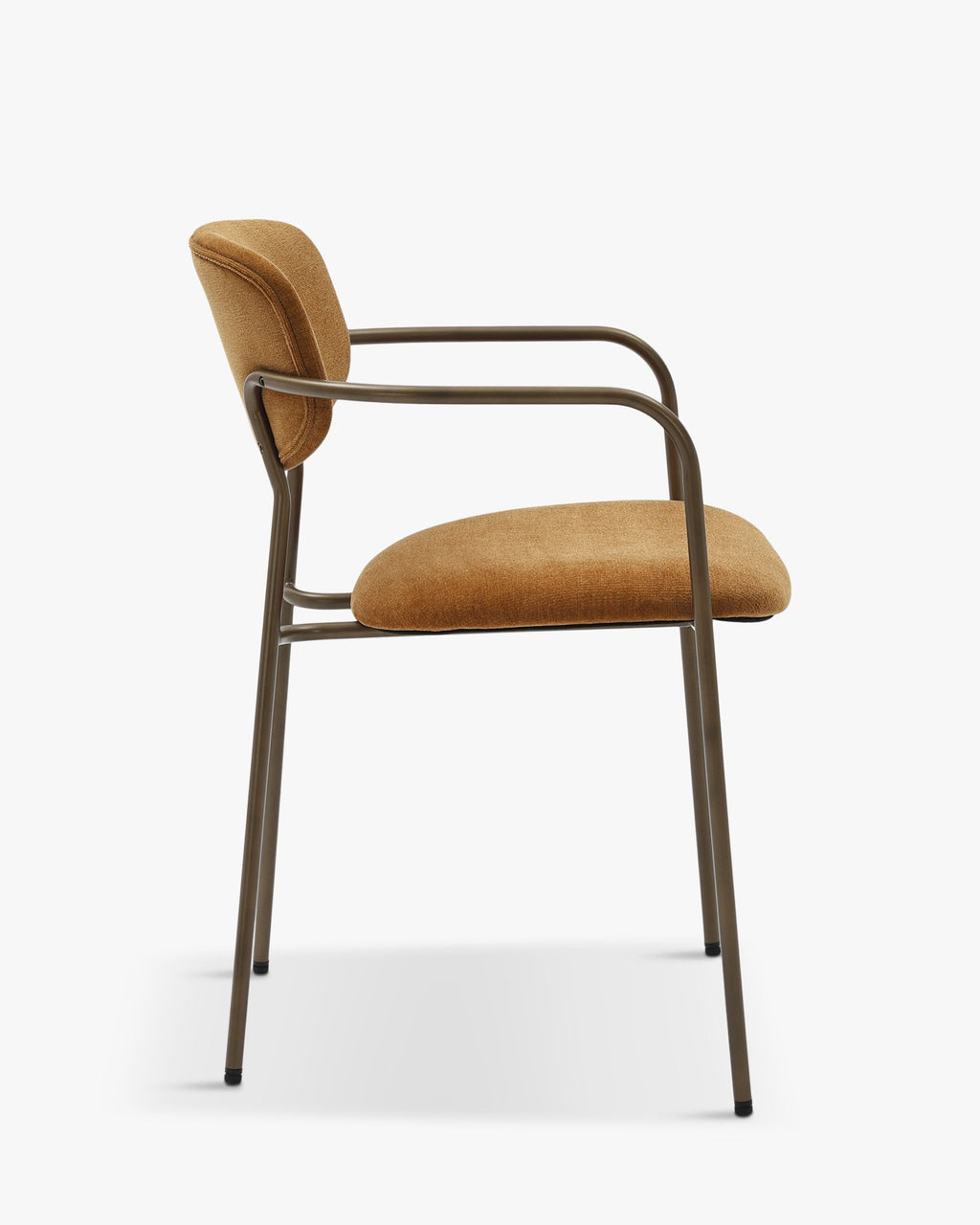 Lot de 2 chaises empilables, Marron ocre déperlant & métal cuivré