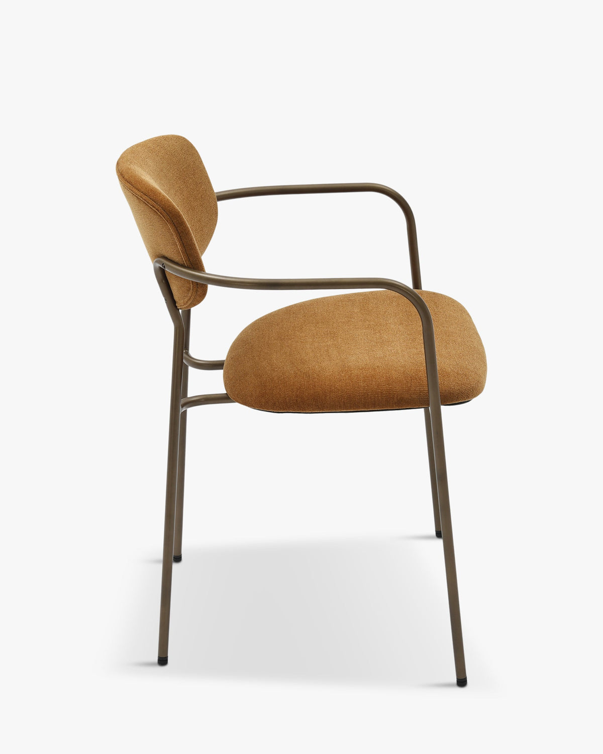 Lot de 2 chaises empilables, Marron ocre déperlant & métal cuivré