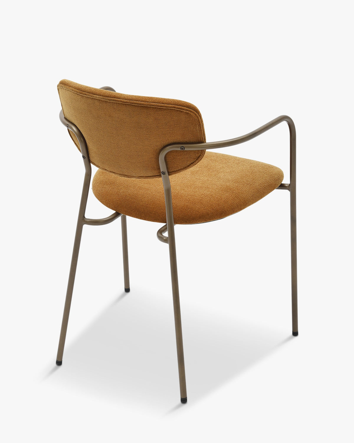 Lot de 2 chaises empilables, Marron ocre déperlant & métal cuivré