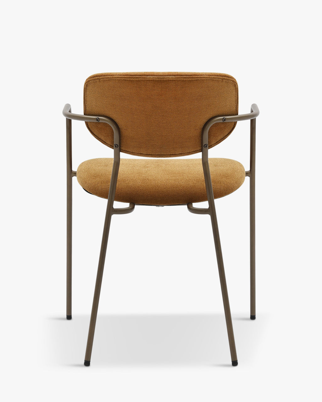 Lot de 2 chaises empilables, Marron ocre déperlant & métal cuivré