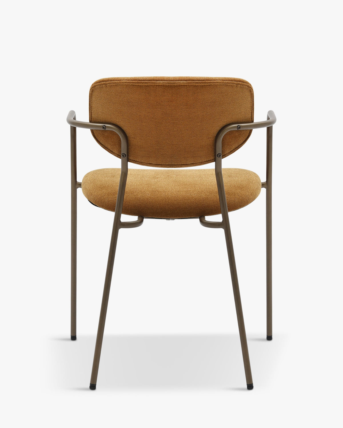Lot de 2 chaises empilables, Marron ocre déperlant & métal cuivré