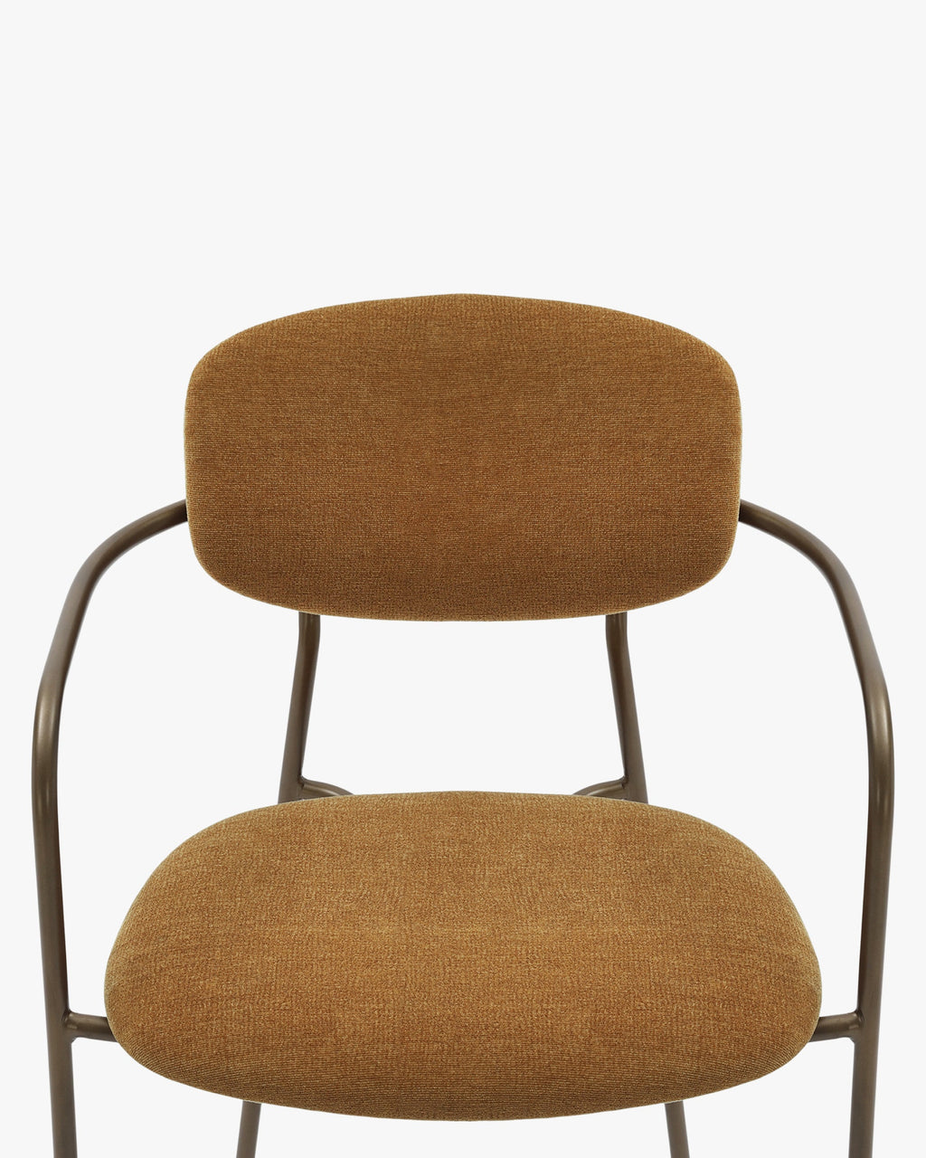 Lot de 2 chaises empilables, Marron ocre déperlant & métal cuivré